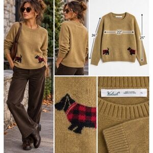 Woolrich XL Scottie Dog Wool Mohair Sweater Buffalo Plaid Grandpacore Cottage